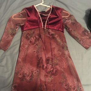 Maroon Children’s Colonial Style Dress